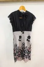 JEWELS パーティドレス 花柄 ブラック/グレー フォーマル ワンピース S