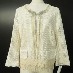 美品□ロシャス/レリアン□13+□ノーカラーメッシュジャケット