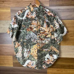 80s アニマル 総柄 半袖シャツ サイズ メンズ M位 80年代 ヴィンテージ 古着 r25070881【半袖シャツ】