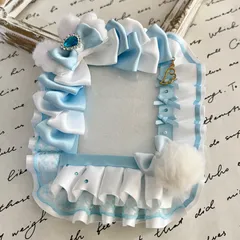 痛硬質ケース B8サイズ うさぎ 天使 水色 レースデコ トレカデコ 痛ロゼット 痛バ