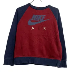 NIKE ロゴスウェット トレーナー L キッズ 150～ エンジ ネイビー ナイキ プルオーバー ラグラン 古着卸 アメリカ仕入 a612-5701のサムネイル