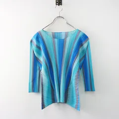 【値下げ】美品 プリーツプリーズ イッセイミヤケ PLEATS PLEASE ISSEY MIYAKE グラデーションプリーツカットソー 3/ブルー【2400014416343】のサムネイル