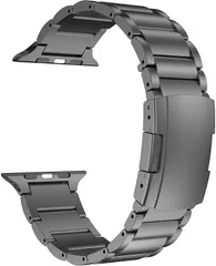【数量限定】Watch 9/Ultra チタンバンド、金属ベルトトータスバックル付き、Apple 2/SE/8/7/2023に対応 MaKTech (45mm/44mm/49mmスペースグレイ)