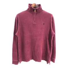 Polo by Ralph Lauren ポロ ラルフローレン ハーフジップ コットンセーター ワンポイントロゴ ワインレッド (メンズ L) 中古 古着 S3707