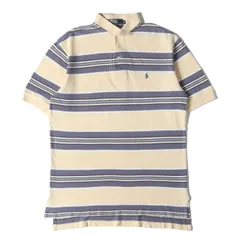 POLO Ralph Lauren ポロ ラルフローレン ポロシャツ サイズ:M / 90s ボーダー 鹿の子 ポロシャツ / イエロー ネイビー / 90年代 古着 ヴィンテージ / トップス 半袖 / 日本製【メンズ】【中古】