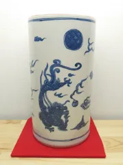 京焼 清水焼　染付　桶側　水指　　平安玉堂窯 共箱 茶道具 手塚祥堂作 2511 京焼 清水焼 染付 桶側 水指 平安玉堂窯 共箱 茶道具 手塚祥堂作