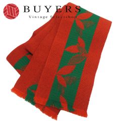【中古】 半幅帯 ウール 朱色 グリーン 葉模様 カジュアル 和装 呉服 和服 きもの レディース 女性