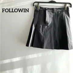 FOLLOWINミニスカート台形プリーツSグレー無地シンプルかわいいショート丈