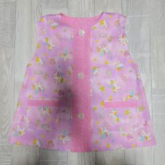 120サイズ ラメ入り ゆめかわ ユニコーン ピンク 袖なしスモック 切替あり