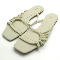 ザラ サンダル フラットシューズ スクエアトゥ 靴 レディース 36サイズ クリーム ZARA 【中古】