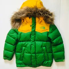 ノースフェイス　THE NORTH FACE HYVENT キッズ105 ツートーン  ダウンジャケット　ダウンパーカー　グリーン×イエロー
