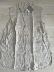 H&M☆ 新品未使用タグ付き　シンプルシャツワンピース　ノースリーブ　ベージュ