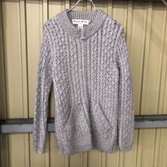 304 ARAN MOR アランニットジップカーディガン レディース M グレー アランニット ジップカーディガン セーター ニット ウールニット 古着卸 アメリカ仕入
