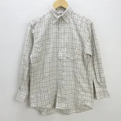 G■バーバリー/Burberry LONDON 長袖BDシャツ/チェック柄【M】べージュ/men's/119【中古】■