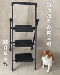 脚立 3段 (ブラック)「6ヶ月延長保証」 踏み台 折り畳み ステップ台 耐荷重150KG 多機能 軽量 ステップスツール 滑り止め付き はしご 安全 コンパクト 組み立て不要 洗車台 引っ越し 室内 屋外