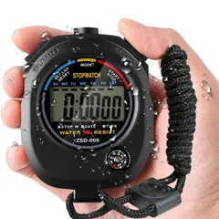 【人気商品】ストップウォッチ スポーツ デジタル 時計 タイマー aninako 防水 高精度 ストップ ウォッチ 審判とトレーニング コーチのため 2つの日付表示機能 ストラップとバッテリー付き (1)