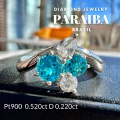 Pt900ブラジル産パライバトルマリンダイヤモンドリング　GIA鑑別書付属
