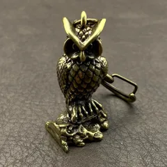 真鍮 キーホルダー キーリング ヴィンテージ ビンテージ アンティーク レトロ 真鍮製 縁起物 鳥 ハンドメイド ペンダントトップ 置物 チャーム フクロウ 85