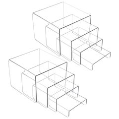 【数量限定】MerryNine 8pcsの明確なアクリルのU字型の陳列台、手仕事の貯蔵の棚4段透明ディスプレイスタンドスタンド、多機能アクリル透明 Pop スタンド、紙カップケーキ、ファンコプ人形、化粧品、コレクション用ディスプレイ用(正方形)