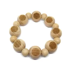 彫刻ビーズ 欅 ケヤキビーズ 20mm フラワーオブライフ ブレスレット セミラウンド パワーストーン / インペリアルオーラ おしゃれ かわいい オシャレ 可愛い プレゼント ギフト 贈り物