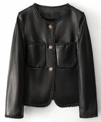 新品限定☆レディース高級 本革↑ラムレザージャケット☆ラムレザーコート