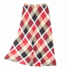 BLUE LABEL CRESTBRIDGE ブルーレーベル クレストブリッジ チェック柄 ロングスカート フレア ギャザー 38 M 赤 レディース 【中古】