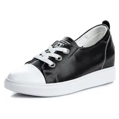 ☆ ブラック ☆ 37(23.5cm) ☆ スニーカー 厚底 インヒール スニーカー レディース 本革 カジュアルシューズ カジュアルスニーカー 牛革 軽い 通気性 豚革インソール スタイリッシュ ソフトな履き心地 快適 おしゃれ カジュアル かわいい