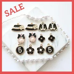 【12個】カメリア パール ストーン 5番 リボン 帽子 モチーフ パーツ  ゴールド系 金 資材 素材 ハンドメイド素材 デコ 人気 花 四つ葉