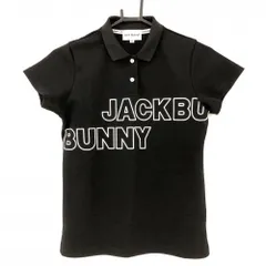 ★特価★【超美品】ジャックバニー 半袖ポロシャツ 黒×白 ビッグロゴプリント レディース 0(S) ゴルフウェア 2022年モデル Jack Bunny