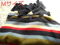 947z 【秋冬に最適】 GAP 古着 ニット セーター Ⅿ ボーダー編み