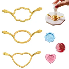 【在庫処分】DIY 金属製 ハンド 専用フレーム アカウント シーリングワックス 手工芸品 直径2.5cmタンプ専用 ウェディング招待状 3種セット 封筒用 シーリングスタンプ用フレーム 装飾用