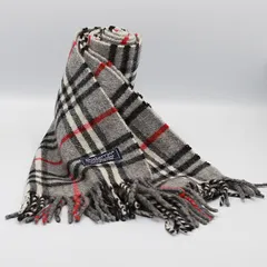 良品 バーバリー グレー チェック カシミア100％ メンズ/レディースマフラー KTR 2000000 NSK