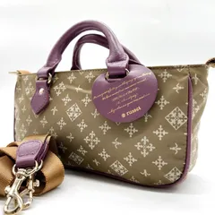 【良品】 RUSSET ラシット 2way ハンドバッグ ショルダーバッグ ナイロン レザー 革 ベージュ 肌色 パープル 紫 ユニセックス 男女兼用 メンズ レディース