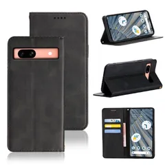(Pixel 7A 7A 5色 スタンド機能付き マグネット 手帳型 手帳型 ケース ケース ケース) 耐衝撃 財布型 カード収納 PUレザー (ブラック) カバー Pixel Google