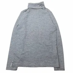 美品 キャロウェイ CALLAWAY ボーダー フランネル ロング Tシャツ 長袖 タートルネック ストレッチ ロゴ 刺繍 ゴルフウェア プルオーバー カットソー トップス M 紺 ネイビー 白 ホワイト 241-0233510 メンズのサムネイル