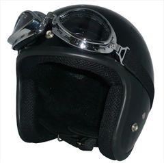 新品！ ZK-380スモールジェット【メタリックブラック】装飾用ビンテージゴーグル付きSG公認 PSC認可 全排気量対応 盗難防止金属ホルダー 社外シールド装着可能！フリーサイズ(57～60㎝) 