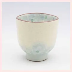 （３Ｐセット）美濃焼　夢彩小花　湯呑（青）　※陶器,贈り物,個性的,シリーズ,高級感,高品質,日本製,レトロモダン,かわいい,可愛い,湯飲み,コップ,家族,優しい,きれい,手描き,花柄,パステルカラー　◎2セット目以上大幅値引き対象商品♪