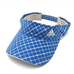 ★SALE価格★【超美品】アディダス サンバイザー ブルー×白 チェック  フリー(56-58cm)  ゴルフウェア adidas