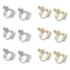 【数量限定】基礎金具 アクセサリ DIY ーパーツ 手作り用 ジュエリー 手芸 耳穴なし 縦型 ネジバネ式 イヤリングコンバーター 12個入り ピアス