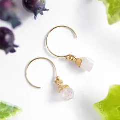 K14GF【prayer stone】祈り石・ピアス／イヤリング／ノンホールピアス［ローズクォーツ］