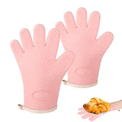 【特価商品】シリコンミトン 耐熱手袋 ミトン耐熱グローブ 2個セット シリコン製 5本指 防水 滑り止め 耐熱オーブンミトン やけど防止 耐熱温度300℃ 汚れが目立たず 耐久性 オーブンレンジ ケーキを焼く オーブンミトン 鍋料理 ホームベーカリー オーブン