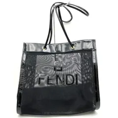 FENDI✨フェンディ メッシュトートバッグ デカロゴ ブラック 大容量 肩掛け FENDI✨フェンディ メッシュトートバッグ デカロゴ ブラック 大