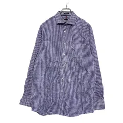 TOMMY HILFIGER 長袖 チェック シャツ M ブルー トミーヒルフィガー ワイドカラー 古着卸 アメリカ仕入 a505-5104