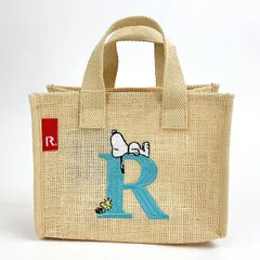 スヌーピー ジュートイニシャルミニトートバッグ〈R〉 ベージュ 天然素材 SNOOPY　