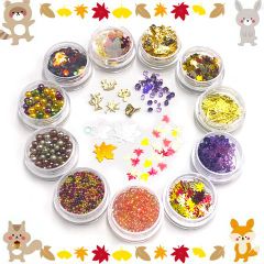 秋 オータム 紅葉 イチョウ 葉っぱ 封入パーツ メタルパーツ パール ホログラム シャカシャカ ネイル レジン 封入 12種 アクセサリーパーツ assort105 GreenRoseYumi