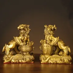 貔貅 置物 オブジェ ヒキュウ ひきゅう 金色 ゴールド 黄金 ぺア 2個セット 風水グッズ 開運 伝統的 運 金運 健康運 出世運 家庭運 家内安全 インテリア 玄関 リビング 贈り物 魔除け オフィス 幸運 龍 龍の置物