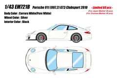 新品 EIDOLON 1/43 ポルシェ 911(997.2) GT3 クラブスポーツ 2010 カレラホワイト 完成品ミニカー EM721B [佐川急便]のサムネイル