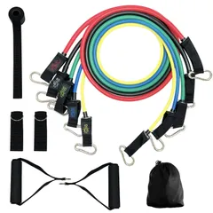 Socpuro トレーニングチューブ 10~50Lbs 強度別5本セット 初心者～上級者 筋トレチューブ 高強度 フィットネスチューブ 筋トレチューブセット 筋トレ 補助バンド ハンドル付き 美尻 背中 胸筋 肩 収納バッグ付