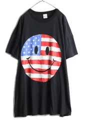 【お得なクーポン配布中!】 90s USA製 星条旗 スマイル 大判 プリント Tシャツ XXL ニコちゃん