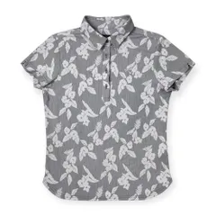 美品 Callaway キャロウェイ 花柄 総柄 半袖 ドライ ポロシャツ サイズ L /レディース/ゴルフ/ネイビー×ホワイト